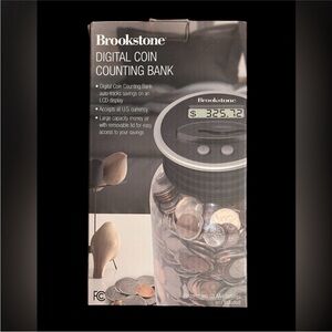 Brookstone Coin Counting Bank with LCD - Black and Silver